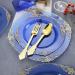 Nervure 175PCS Clear Blue Plastic Plates with Gold Trim - Ideal for Weddings & Parties - Buy Online on SooperMarket.com