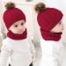 Yinuoday 2PCS Toddler Baby Knit Hat Scarf Set - Winter Warm Beanie Cap with Circle Loop Scarf Neckwarmer in Red - Buy Online on SooperMarket.com