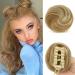 Sofeiyan 2PCS Mini Claw Clip in Hair Bun Messy Cat Ears Hair Bun Extension Synthetic Donut Wig Accessory Updo Space Bun Hair Pieces for Women Girls Strawberry Blonde & Bleach Blonde