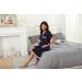 Uniexcosm Maternity Nursing Nightdress - Short Sleeve Button Down Nightgown in Dark Blue Stripe | Soft and Comfortable Maternity Pyjamas and Nightshirt for Women - Buy Online on SooperMarket.com