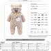 Newborn Cartoon Bear Snowsuit | Baby Winter Coat Footed Romper | Khaki 6-9 Months - Buy Online on SooperMarket.com