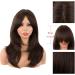 MapofBeauty 20 Inch Long Layered Synthetic Shoulder Length Wig with Bangs - Brown for Daily Use or Parties - Buy Online on SooperMarket.com