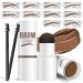 Cilrofelr Eyebrow Stamp and Stencil Kit One Step Eyebrow Stamp and Shaping Kit with 10 eyebrow stencils Brow Stamp Kit Light Brown/Soft brown Long Lasting Waterproof and Smudge-proof