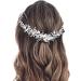 Easedaily Bride Wedding Hair Vine Silver Flower Leaf Bridal Headpieces Pearl Hair Accessories for Women and Girls A-Silver