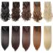 Silk-co 26 Inch 8PCS Clip in Hair Extensions Dark Brown to Ash Blond - 100% Synthetic Long Straight Hair Piece for Full Head - Buy Online on SooperMarket.com