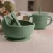 Cooshi Kids 9 Piece Baby Self Feeding Tableware Set - Divided Suction Plate, Suction Bowl, Sippy Cup, Bib, Placemat, Weaning Fork + Spoon + Kids Spoon + Fork Set - Green - Buy Online on SooperMarket.com