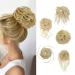 Fulang Hair 5/Pack hair part with rubber band large bun hair part wavy of course art hair hair tie women with hair updos hair extension messy bun hair parts (86h613#)