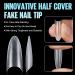 TOMICCA Long Oval French Edge Nail Tips - 240pcs Clear Matte False Nails for Acrylic Extensions | Half Cover Artificial Nails in 15 Sizes - Salon Quality - Buy Online on SooperMarket.com