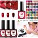 Red Gel Nail Polish Set Glitter Dark Red Burgundy Cherry Red Gel Polish Sets Soak Off LED/UV Lamp Manicure Long Lasting Nail Varnish Kit for Christmas Women Nail Art Salon DIY Home - Buy Online on SooperMarket.com