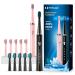PHYLIAN Sonic Electric Toothbrush for Adults and Kids - High Power Rechargeable Toothbrushes, Electric Toothbrush 2 Pack with 3 Hours Fast Charge for 60 Days Black Pink Black and Pink
