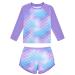 TUONROAD Girls Swimming Costume Toddler Baby Kids Two Piece Long Sleeve Swimsuit UPF 50+ Protection Bathing Suit Swim Set for 4-10 Years 3-4 Years Purple Mermaid