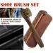 Set of 2 Wooden Shoe Brushes with Horse Hair Bristles - Shoe Shine, Clean, Buff, and Polish Shoes, Sofas, Bags, and Furniture - Buy Online on SooperMarket.com