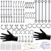 100PCS Piercing Kit 14G 16G Nose Septum Rings Piercing Jewelry for Ear Lip Belly Button Tongue Tragus Cartilage Daith Body Piercing Tools Kit with 20PCS 14G 16G PIiercing Needle 10 Alcohol Pads Silver