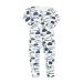 100% Cotton Two-Way Zipper Baby Sleepsuit Unisex Gender Neutral Onesie Romper for Boys and Girls Double Zip Footless with Fold Over Cuffs on Hands and Feet 0-3 Months Navy Clouds
