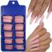 Nude Pink Long Coffin False Nails - 100pc Colored Acrylic Tips for Women & Girls | Press on Ballerina Shape Manicure DIY - Buy Online on SooperMarket.com