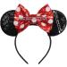 Mouse Ears Bow Headbands Shiny Bows Glitter Party Decoration Cosplay Costume for Kids Girls Women Princess Party Decorations Cosplay (Black+Red)) 3 - Buy Online on SooperMarket.com