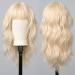 Allbell Long Wavy Blonde Wigs for Women Platinum Blonde Wigs with Bangs Heat Resistant Natural Synthetic Hair Replacement