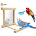 Blessed Family Bird Parakeet Mirror - Wooden Perch Stand and Swing Toy for Parrot Cage - Parakeet Accessories for Various Bird Species - 1 Piece - Buy Online on SooperMarket.com