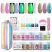 Mobray Dip Powder Nail Kit Starter, 8 Colors Classic Nude Glitter Glow in the Dark Dipping Powder Nail Kit with Base & Top Coat Activator Brush Saver for Beginner Nail Art Manicure DIY Salon. Color3