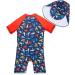 BONVERANO Baby Boy Sunsuit/Swimsuit UPF 50+ Sun Protection with Cap | 12-18 Months Shrimp - Buy Online on SooperMarket.com