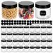 40 Pack 180ml 6 oz Empty Clear Plastic Jars with Black Lids, Refillable Round Containers for Slime,Beauty Products, powder, Cream, Scrubs, Cookie,Dried Fruit. Include 1 Pen and 80 Labels. 6oz- 40 Pack