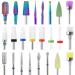 MAQUITA 24pcs Nail Drill Bits Professional Ceramic Tungsten Alloy Nail Drill Bits Gel Nails Accessories Remove Gel Acrylic Cuticle Cutter Bits for Manicure Pedicure