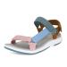 Group women hiking sandals summer women trekking sport water shoes flat cross-tied beach peeptoe adjustable Velcro walking shoes multi-way pink blue 39 EU
