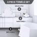 Microfiber 8-Piece Towel Set - Ultra Soft & Absorbent - 2 Bath, 2 Hand Towels, 4 Wash Cloths - White - Ideal for Bathroom, Gym, Hotel, Beach, Spa - Buy Online on SooperMarket.com