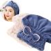 Jseng 2PC Microfiber Hair Drying Caps, Extrame Soft & Ultra Absorbent, Fast Drying Hair Turban Wrap Towels Shower Cap for Girls and Women Blue+beige
