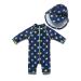 BONVERANO Baby Boys Swimsuit Toddler Bathing Suit Short-Sleeve Zipper One Piece Swimwear with UPF 50+ Sun Protection 9-12 Months Yellow Star