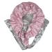 Dainty Collection | Silk Satin Hair Bonnet | Double Layer Reversible | Adjustable Tie | Night Cap | Wide Tie Bands | Pink/ Silver