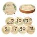 7pcs Baby Monthly Milestone Cards Wooden Newborn Welcome Sign Round Double Sided Baby Milestone Signs Circles Festival Milestone Stickers for Baby Boy and Girl