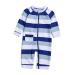 BONVERANO Baby Boys Swimsuit Toddler Bathing Suit Full-Length Zipper One Piece Swimwear with UPF 50+ Sun Protection 3 Years Blue White