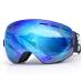 EXP VISION Snowboard Ski Goggles Men Women Youth, Anti Fog OTG Winter Snow Goggles Spherical Detachable Lens Blue