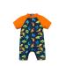 BONVERANO Baby Boys Swimsuit Toddler Bathing Suit Short-Sleeve Zipper One Piece Swimwear with UPF 50+ Sun Protection 12-18 Months Colorful Shark