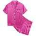 SWOMOG Kids Silk Pyjamas Girls Boys Short Sleeve Satin PJs Sets Button-Down Silky Nightwear Children Sleepwear Teens Age 4-16 4-5 Years Rose