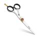 Professional Hairdressing Scissors 5" with Hook Gemstone Dial Spring Screw Rubber Finger Pads & Bump - Razor Edge Steel Salon Hair Scissors - Anti-Rust Barber Scissors Hair Dressing Tool for Cutting Razor Edge 5"