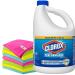 Bleach Liquid Cleaner for Laundry and Bathroom 121 oz. Includes 6-Pack Microfiber Cleaning Cloths - Effective Bulk Bleach Cleaner Concentrate for Laundry Linens Floors Bathroom Tiles