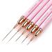 Nail Art Liner Brushes - Eptbsdu 5PC Nail Art Brush for Long Lines Liner Brush UV Gel Polish Painting Nail Design Brush Metal Handle Nail Drawing Pens Sizes 4/8/12/20/25mm Pink