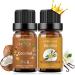 Sedbuwza Coconut Vanilla Essential Oil Gift Set Organic Coconut Oil 100% Pure Vanilla Oil for Skin Massage Diffuser Aromatherapy Coconut + Vanilla