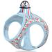 Heele dishes dog small soft dog dishes Air mesh adjustable safe control puppy harness vest dogs breast dishes for walking running training reflective flower cyan xs