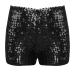 FEESHOW Girls Kids Gymnastic Shorts Glitter Ballet Dance Shorts Boys Metallic Spandex Tumbling Yoga Sports Shorts Black 12-16 Years