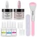 Lofuanna Dip Powder Nail Starter Kit-2 Colors Nail Dipping Powder with Base Top Coat Activator No UV/LED Needed 9Pcs Dip Powder Set DIY French Nail Art Manicure Set for Beginners (Glitter Set)