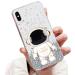 Tivenfezk nadoli for iPhone X/XS astronaut hidden stand shell caricature glitter stand soft silicone bling transparent protective cover iphone x/xs clear