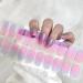 CBOIC Half-hardened gel nail polish stickers 22 pieces aurora French gel nail films UV hardening self-adhesive UV gel strips long-lasting nail wraps starter set for finger & toenails