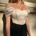 Womens Sexy Tube Top Off Shoulder Puff Sleeve Blouse | Slim Fit Fishbone Thread Breast Wrap Pullover - Beige - Buy Online on SooperMarket.com