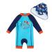 upandfast Baby Boy Swimwear Infant One Piece Zip Swimsuit UPF 50+ Sun Protection Toddler Bathing Suit with Sun Hat 2-3 Years Blue Fish