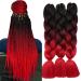 Tess Braids Extensions Ombre 60 cm Jumbo Braids Kanecalon Kunsthaar For single-laid Box Braids Hair extension Braid 100g/bundle of hair braids extension (1 piece-black red ombre) 60 cm (1 piece) Black red ombre