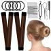 Magic Hair Bun Maker Donut 2 PCS - French Twist Hair Styling Tool Snap Roll  Hair Bun Accessories with 20 Hair Bobby Pins  5 Elastic Bands and 4 Pony Hair Tool for Women Kids & Short Thin Hair (Brown)