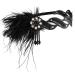 WLLHYF 1920s Flapper Headband 20s Feather Hair Band Vintage Feather Crystal Headpiece Gatsby Party Accessories for Women (white diamond)